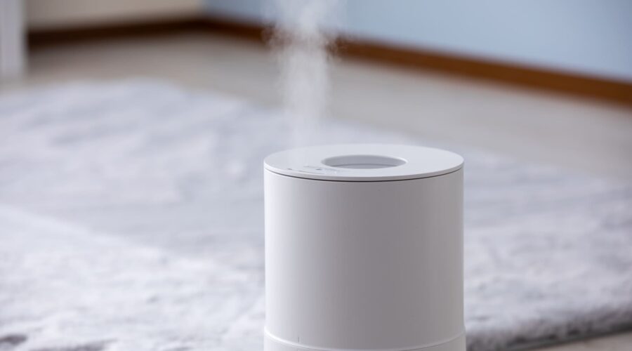 部屋で稼働する加湿器