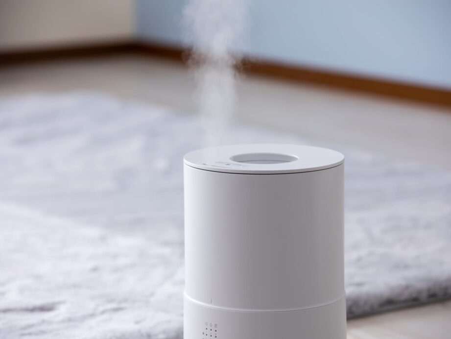 部屋で稼働する加湿器